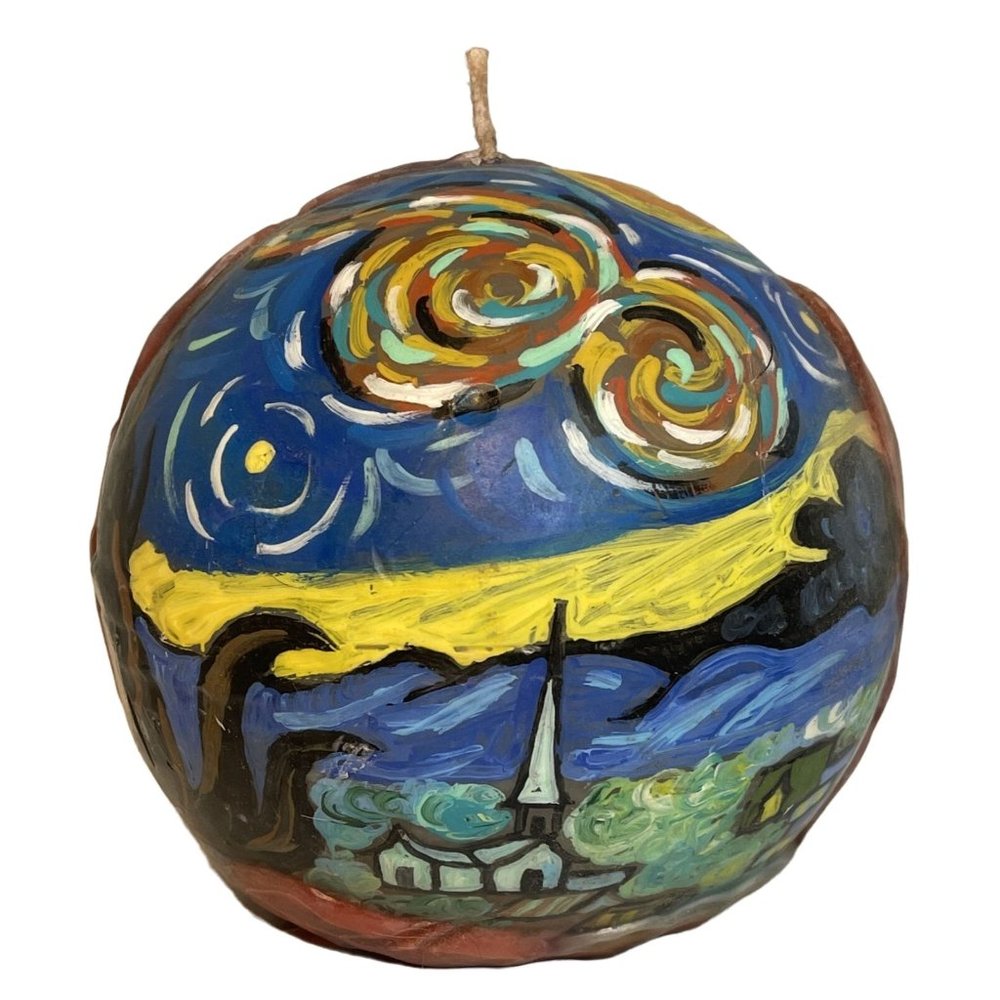 Vincent Van Gogh Styled Ball Candle “Starry Night” Unique From Woodstock, NY Vtg